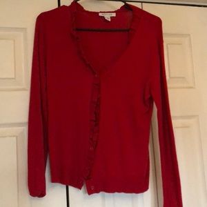 Kenneth Cole Reaction Red Ruffle Cardigan